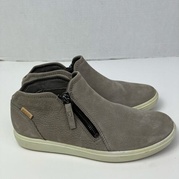 ECCO Soft 7 Nubuck Zip Bootie Ankle Sneakers Soft Leather Comfort Shoes Grey - Picture 6 of 16